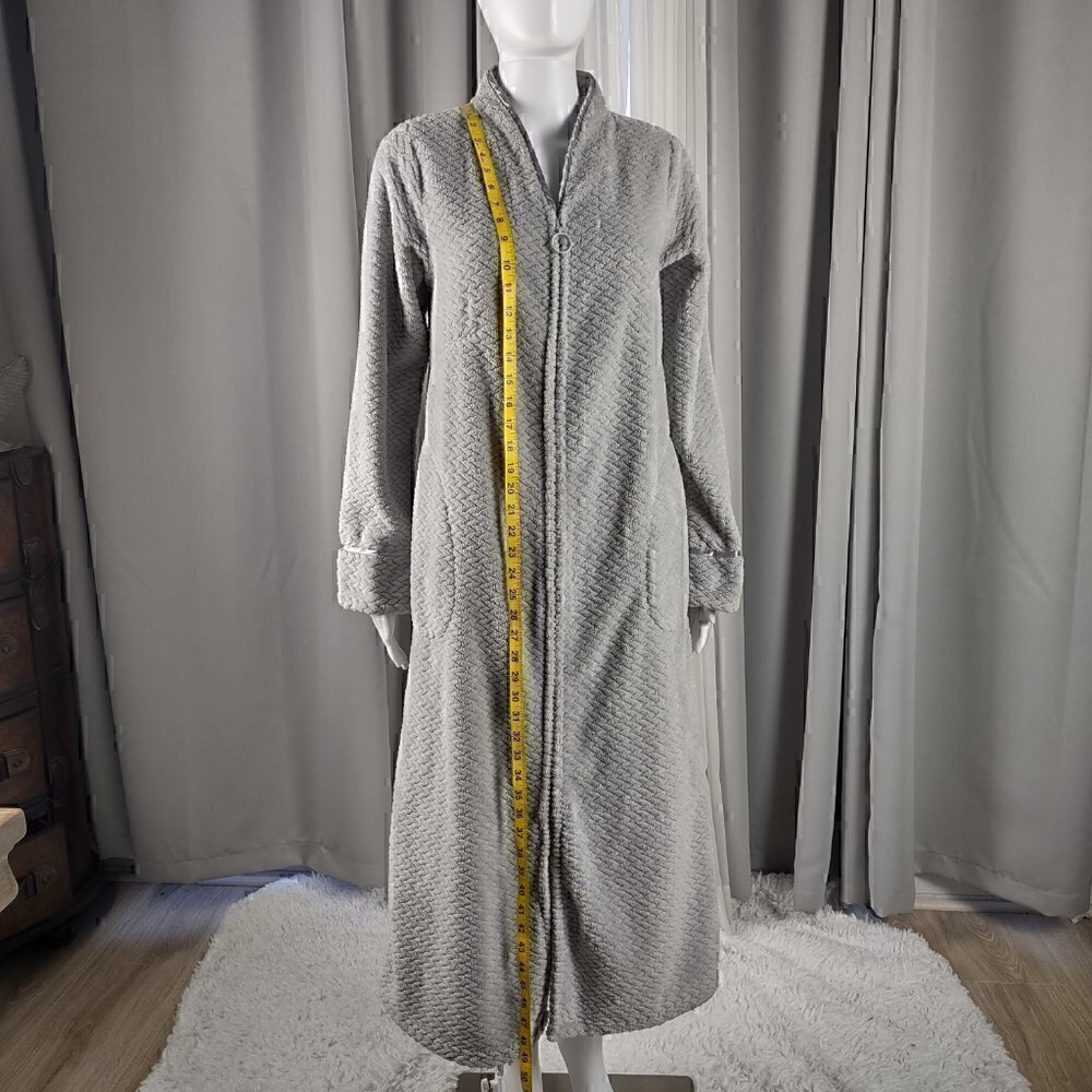 Charter Club Womans Plush Side pockets Shawl collar Zig Zag Zipper Robe, Size XS - Picture 6 of 14